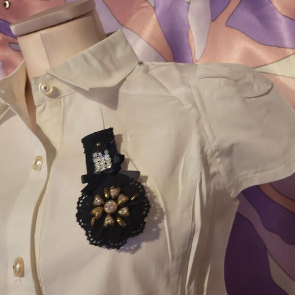 As Is Defect Golds Infinity Size Small Crop Top Blouse Japan Harajuku Gyaru Y2K - Picture 8 of 16